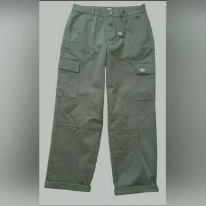 Dickies Relax Cargo 29 Army Olive Green Utility Slim Mid Rise Cotton  New